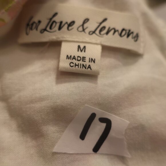 Womens For Love & Lemons White-Pink Multi Floral Print W/Lace Design Dress M* - Picture 7 of 7